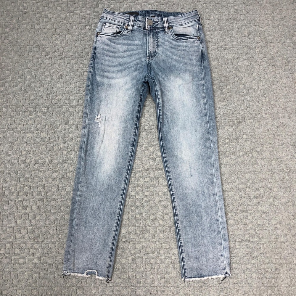 KUT from the Kloth Jeans Womens 2 Abigail Crop Straight Leg Raw Hem Distressed